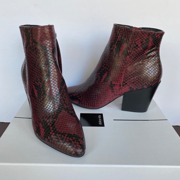 DOLCE VITA Pells Red Snake Ankle Boots Size 6 - Picture 8 of 10